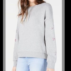 FRESHMAN JUNIORS JEWEL EMBELLISHED SWEATSHIRT GRAY